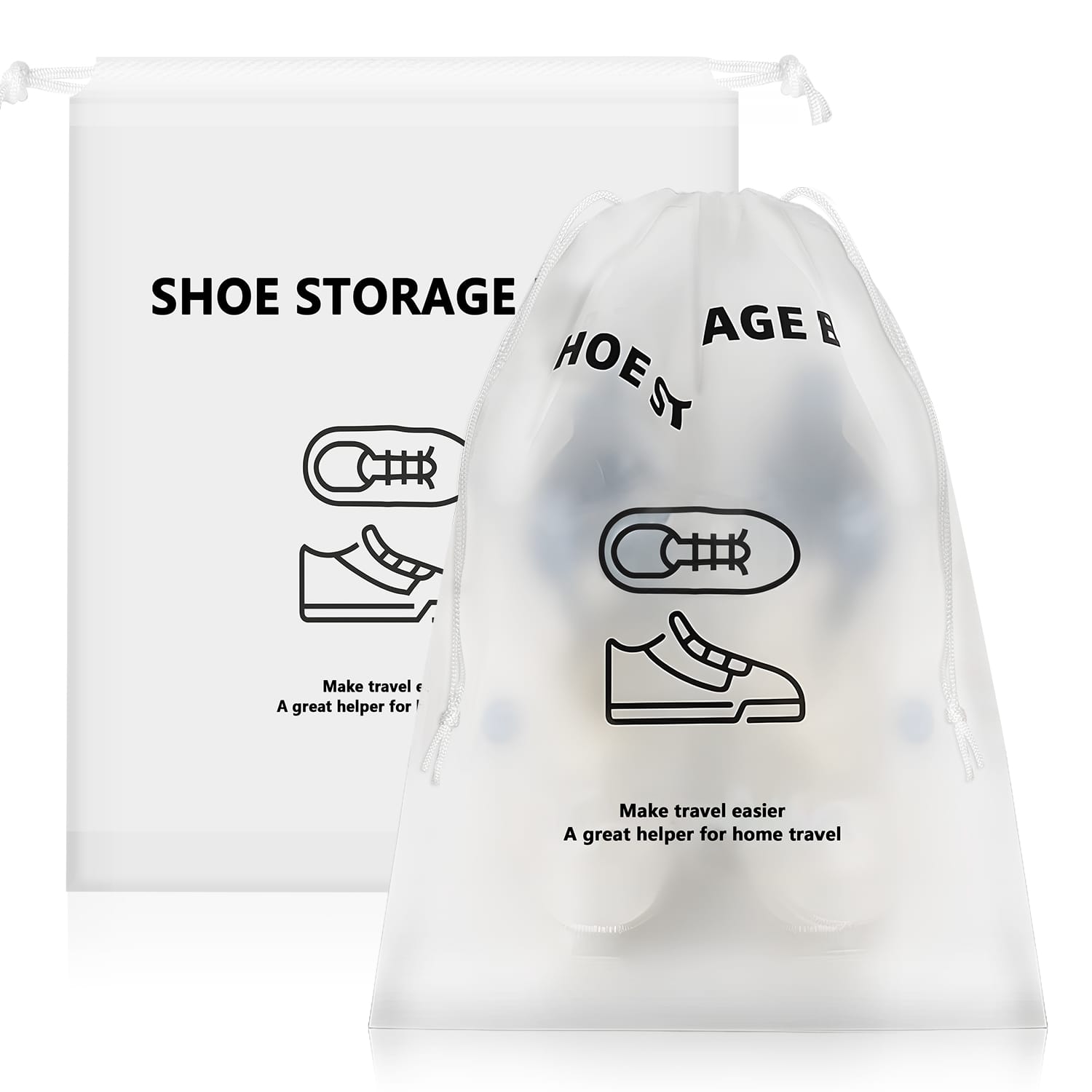 Fosmon - Packing Cubes Shoe Bags for Travel, Travel Shoe Bags for Packing in Suitcase, Travel Shoe Bags for Storage, Shoe Bag - White