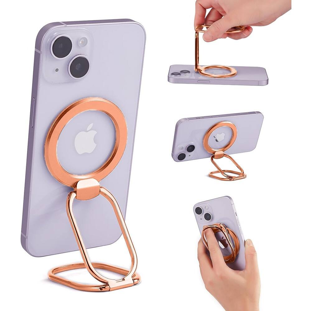 Front. PARKER SLATER - Magnetic Phone Ring Holder – Adjustable Rose Gold Grip Stand - MAG Rose Gold.