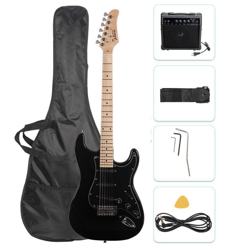 Front. Winado - 39 Inch Electric Guitar Kit for Beginner, HSS Pickups Solid-Body Full Size Adults Electric Guitars W/Amplifier, Bag.
