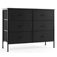 Bestier - 6 Drawer 38.2 in.W Fabric Storage Tower Dresser Wooden Top for Kid Room, Closet, Entryway, Nursery - Black - Front_Zoom