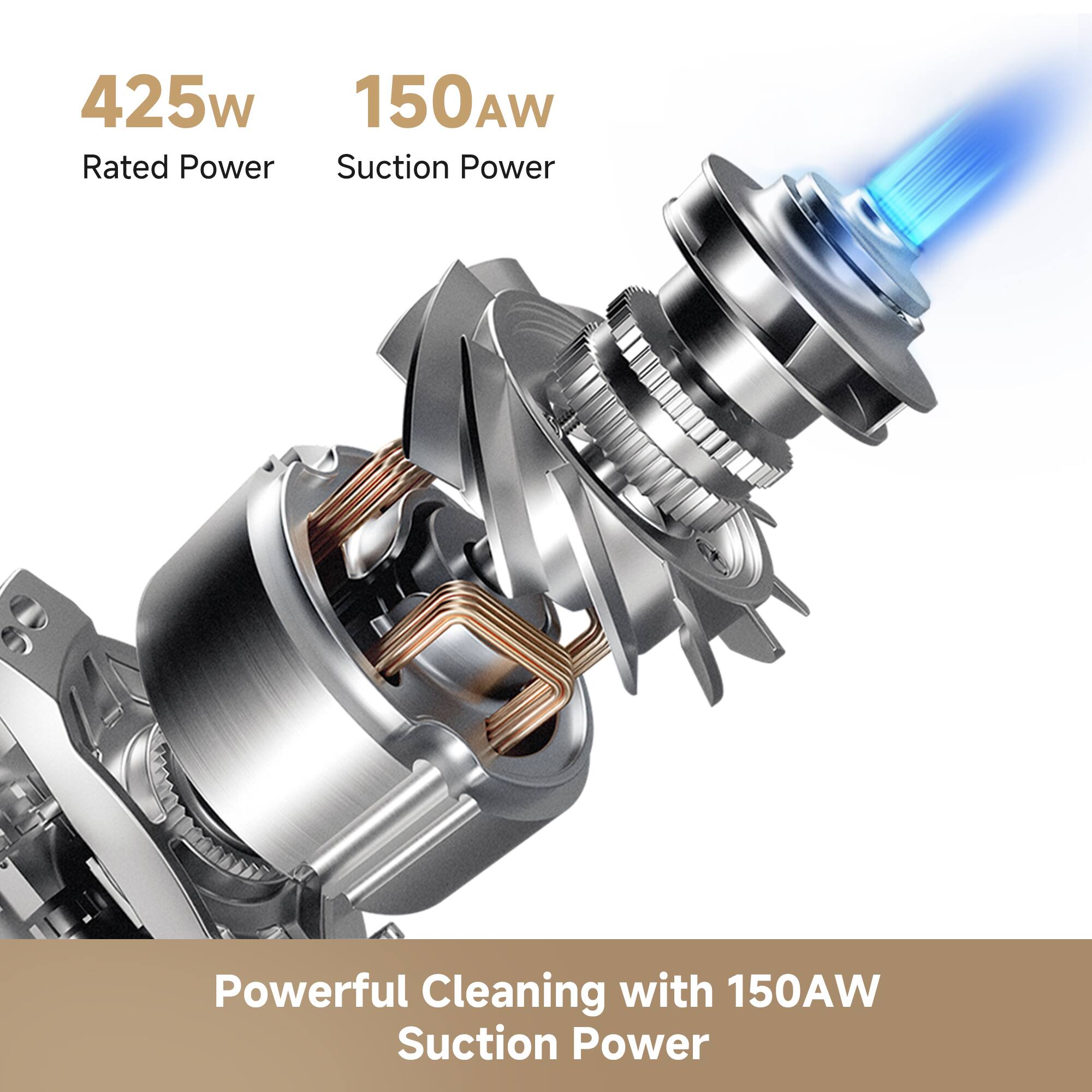 425w 150AW Rated Power Suction Power Powerful Cleaning with 150AW Suction Power