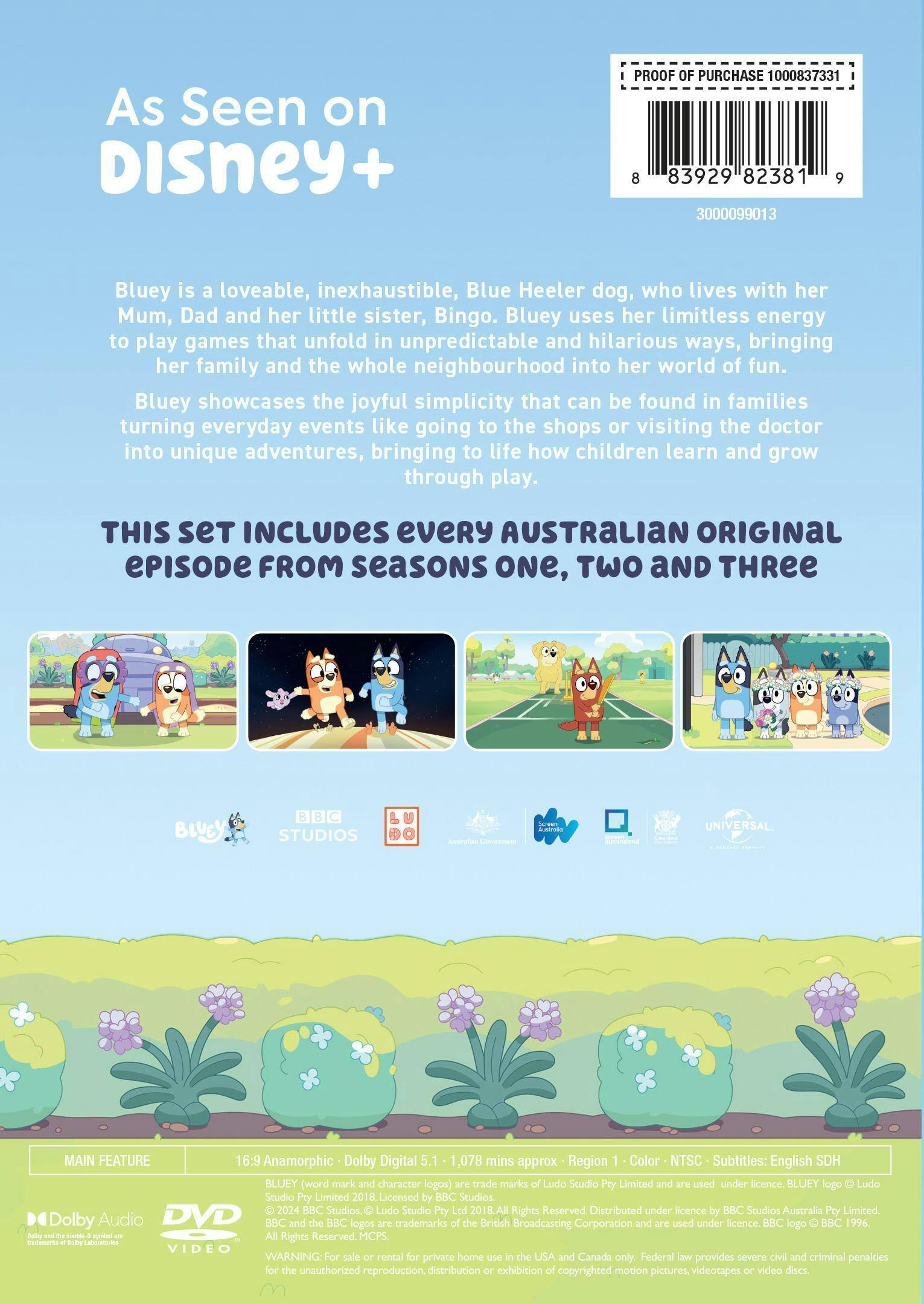 Back. Bluey: Seasons 1-3 [DVD].
