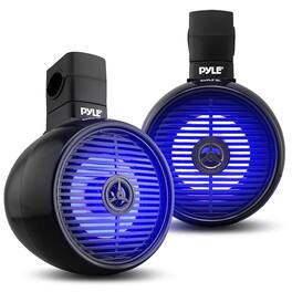 Pyle - Bluetooth Waterproof Off-Road Speakers – 6.5” 200W Marine Wakeboard System, LED Light, Full Range (Black)