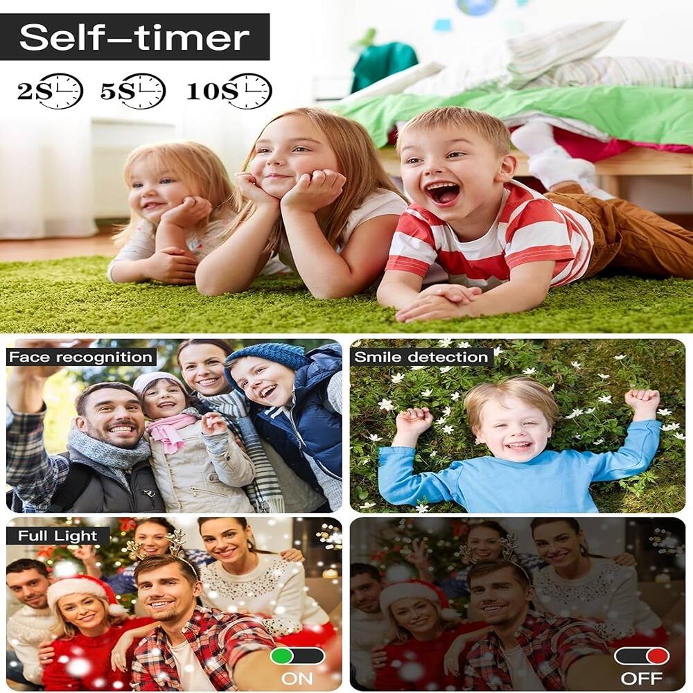 Self-timer  
2S 5S 10S  

Face recognition  

Smile detection  

Full Light  
ON  
OFF