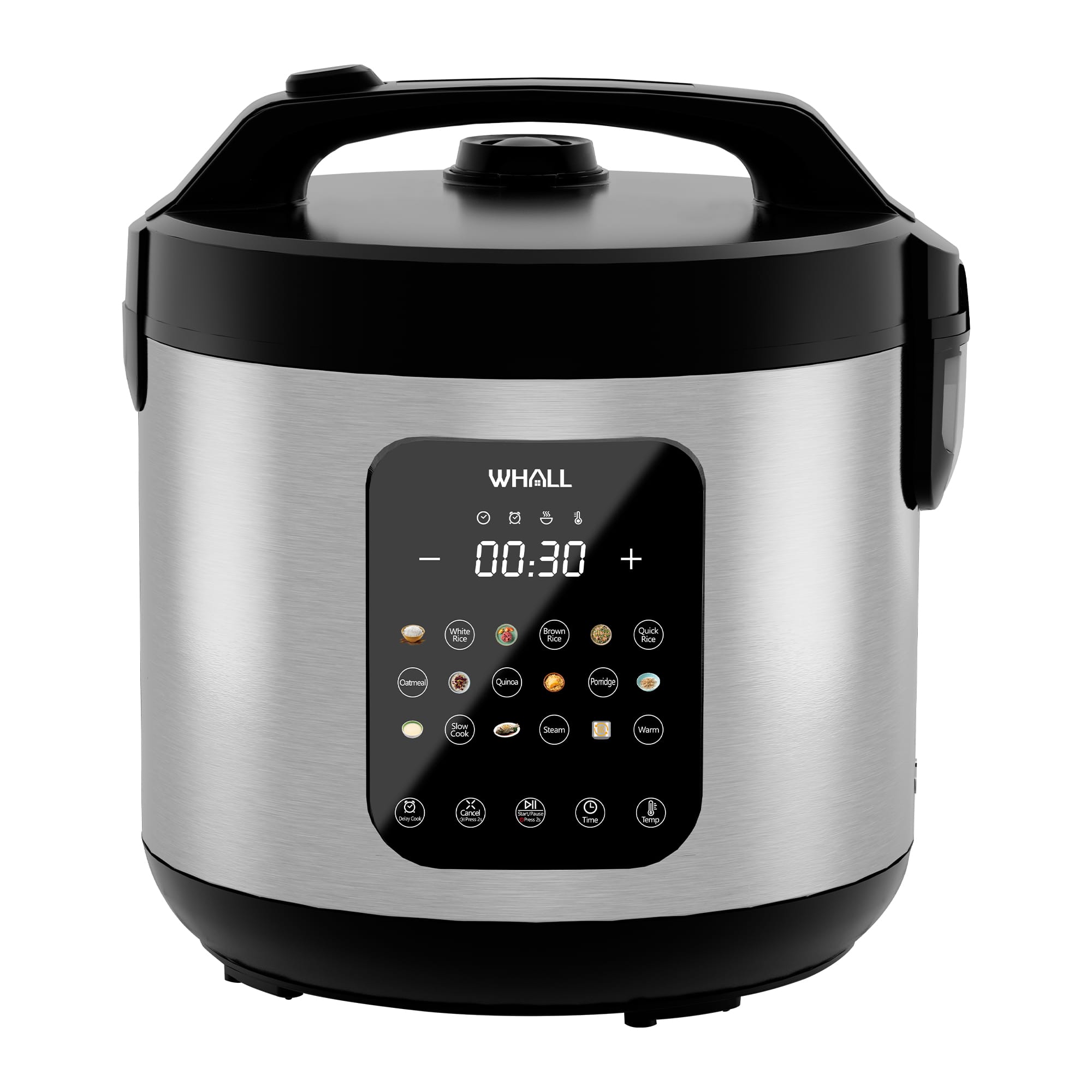 WHALL - Rice Cooker – 10-Cup Uncooked / 20-Cup Cooked Capacity, Multi-Function Steamer, Slow Cooker - Stainless Steel