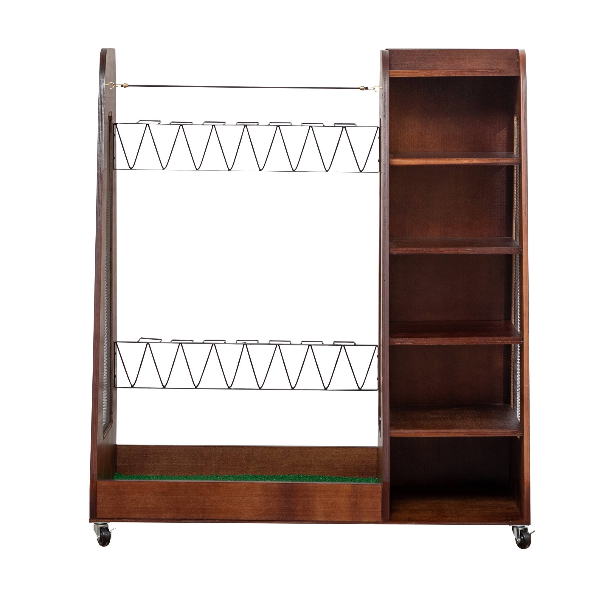 Alt View 7. ELEMENT ACE - Premium Wooden Golf Bag Rack - Holds 2 Bags & Gear​ - Brown.