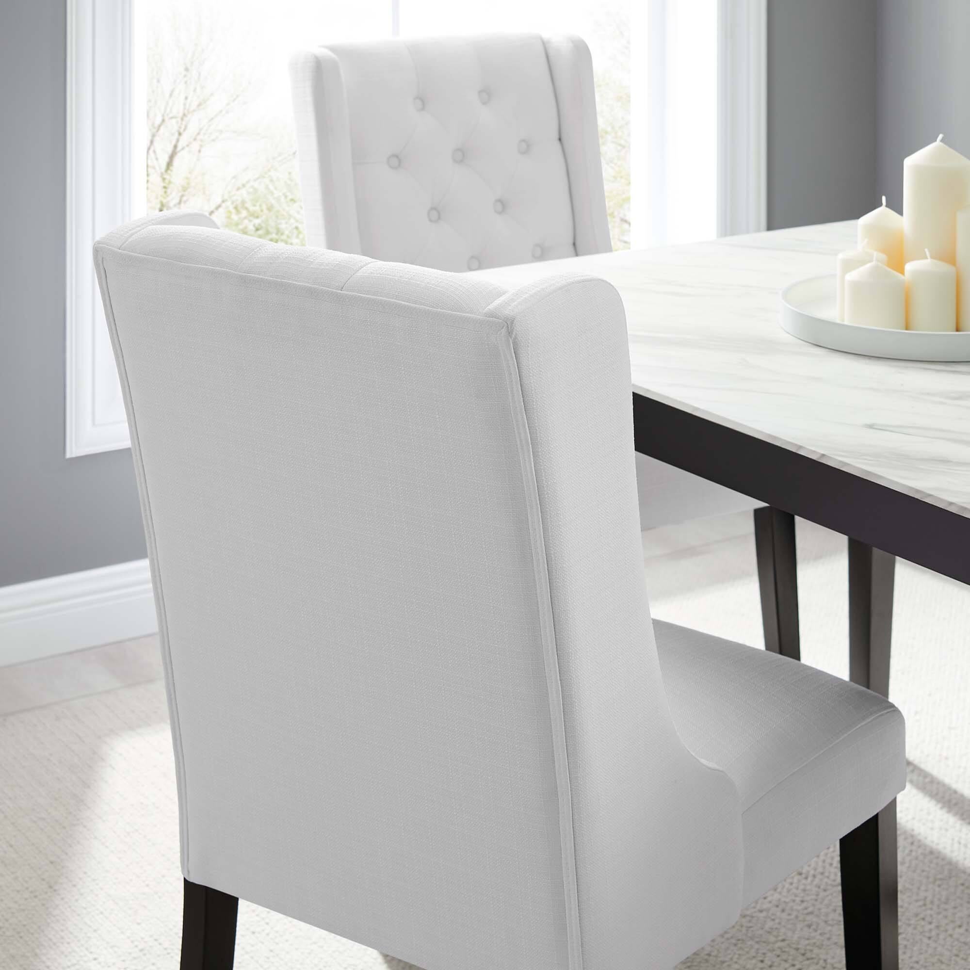 Alt View 4. Modway - Baronet Button Tufted Fabric Dining Chair by Modway - White.