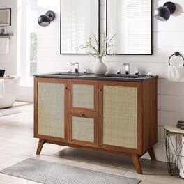 Soma Bathroom Vanity with Black Basin Included by Modway - Walnut Black