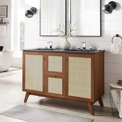 Front. Modway - Soma Bathroom Vanity with Black Basin Included by Modway - Walnut Black.