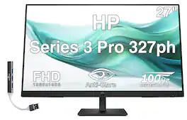 HP - Series 3 Pro 327ph 27" FHD IPS Monitor, Anti-Glare, Flicker Free, Displayport, HDMI & DKZ Hub (B0CG8UT#ABA) - Black