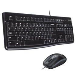 Logitech - MK120 Full-size Wired Membrane Keyboard and Mouse Bundle for Windows with USB Plug-and-Play - Black - Front_Zoom