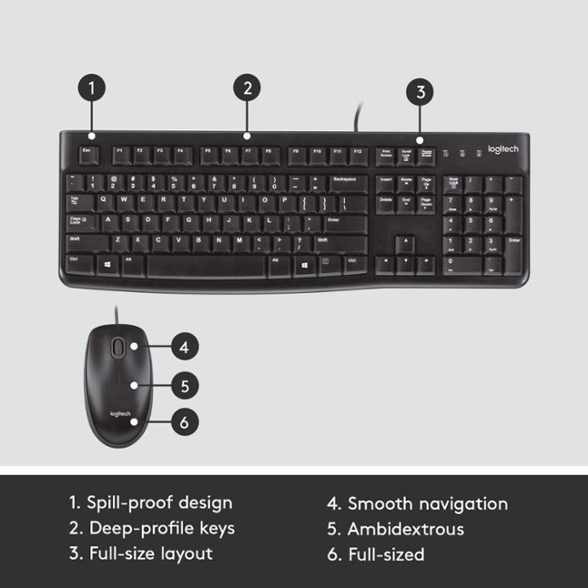 Logitech - MK120 Full-size Wired Membrane Keyboard and Mouse Bundle for Windows with USB Plug-and-Play - Black_3