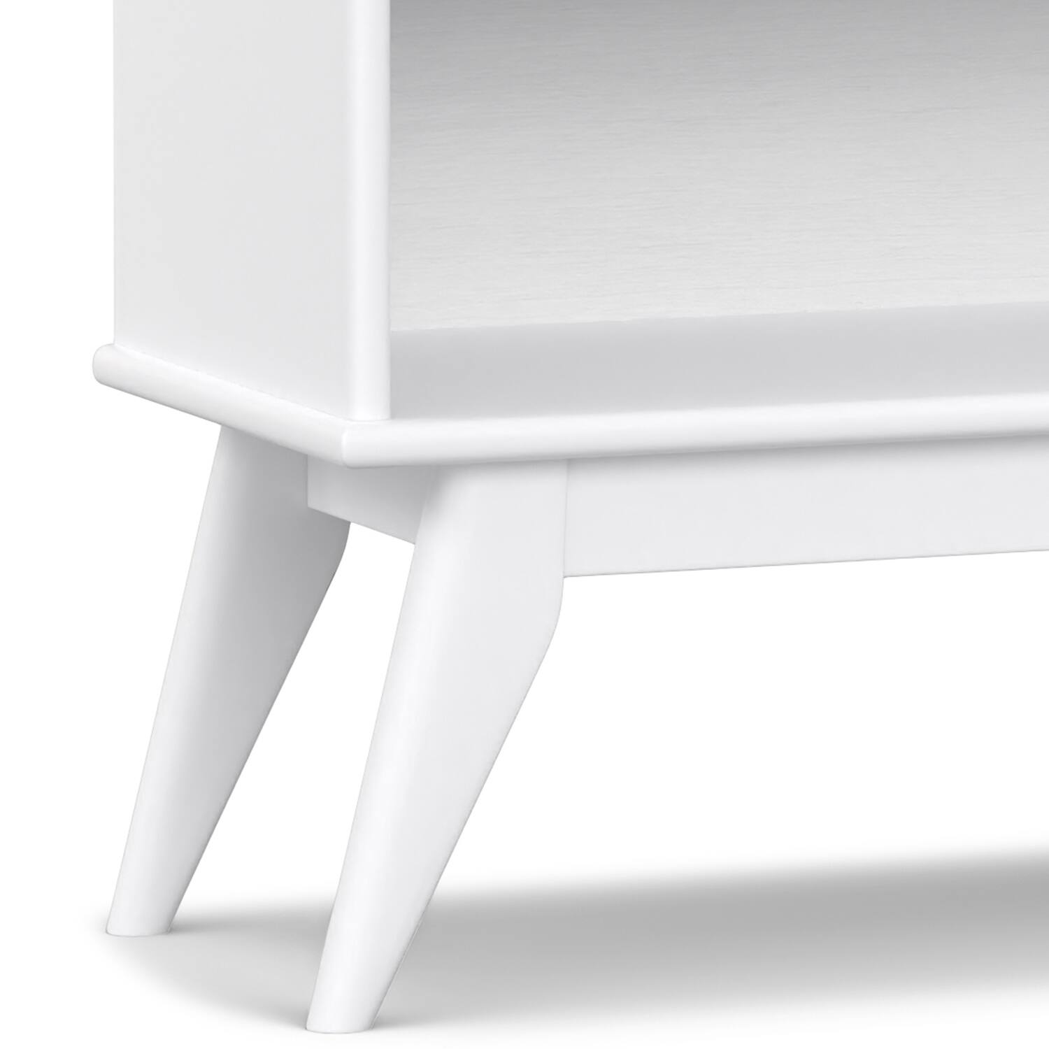 Alt View 6. Simpli Home - Draper SOLID HARDWOOD 30 inch x 64 inch Mid Century Modern Low Bookcase in White - White.