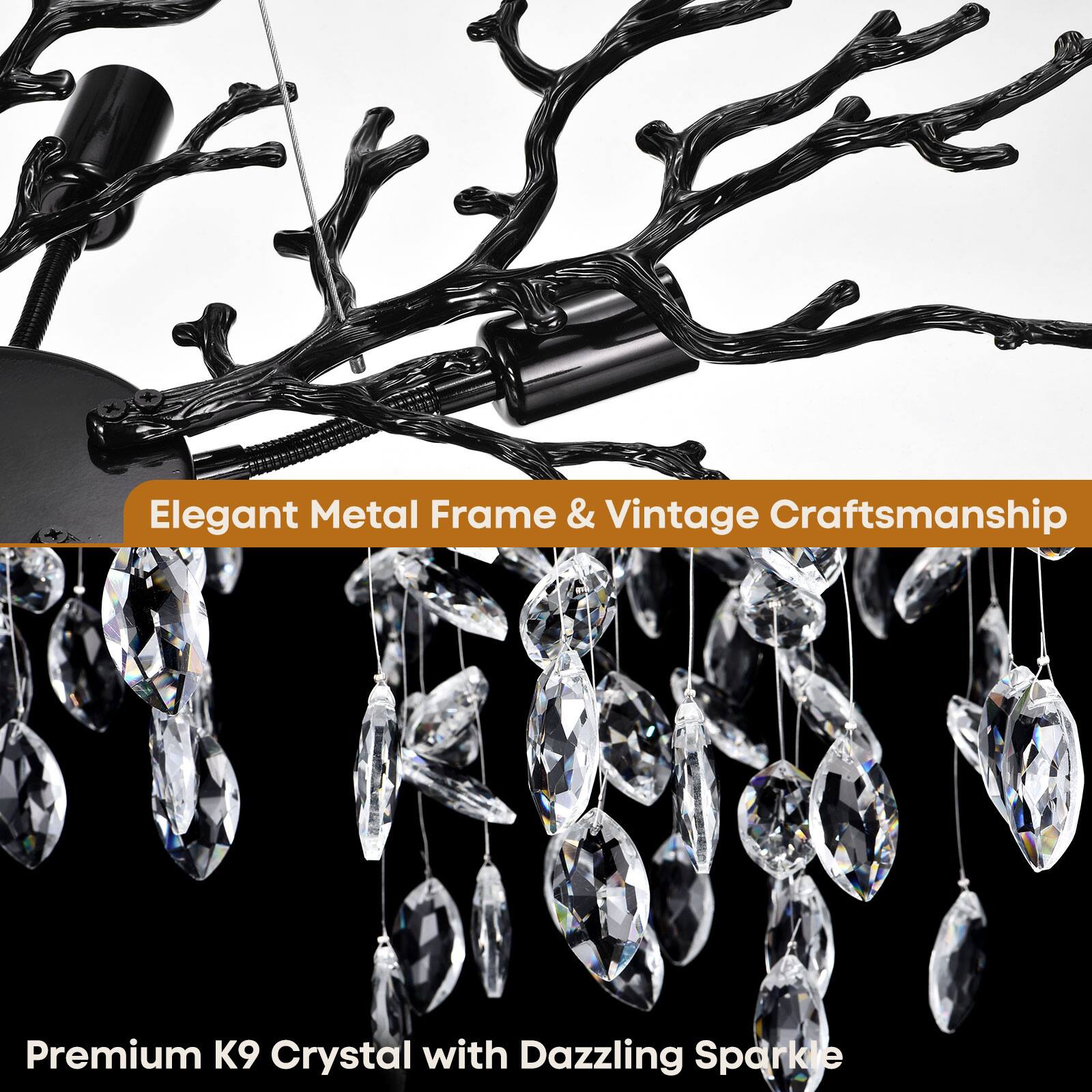 Elegant Metal Frame & Vintage Craftsmanship  
Premium K9 Crystal with Dazzling Sparkle