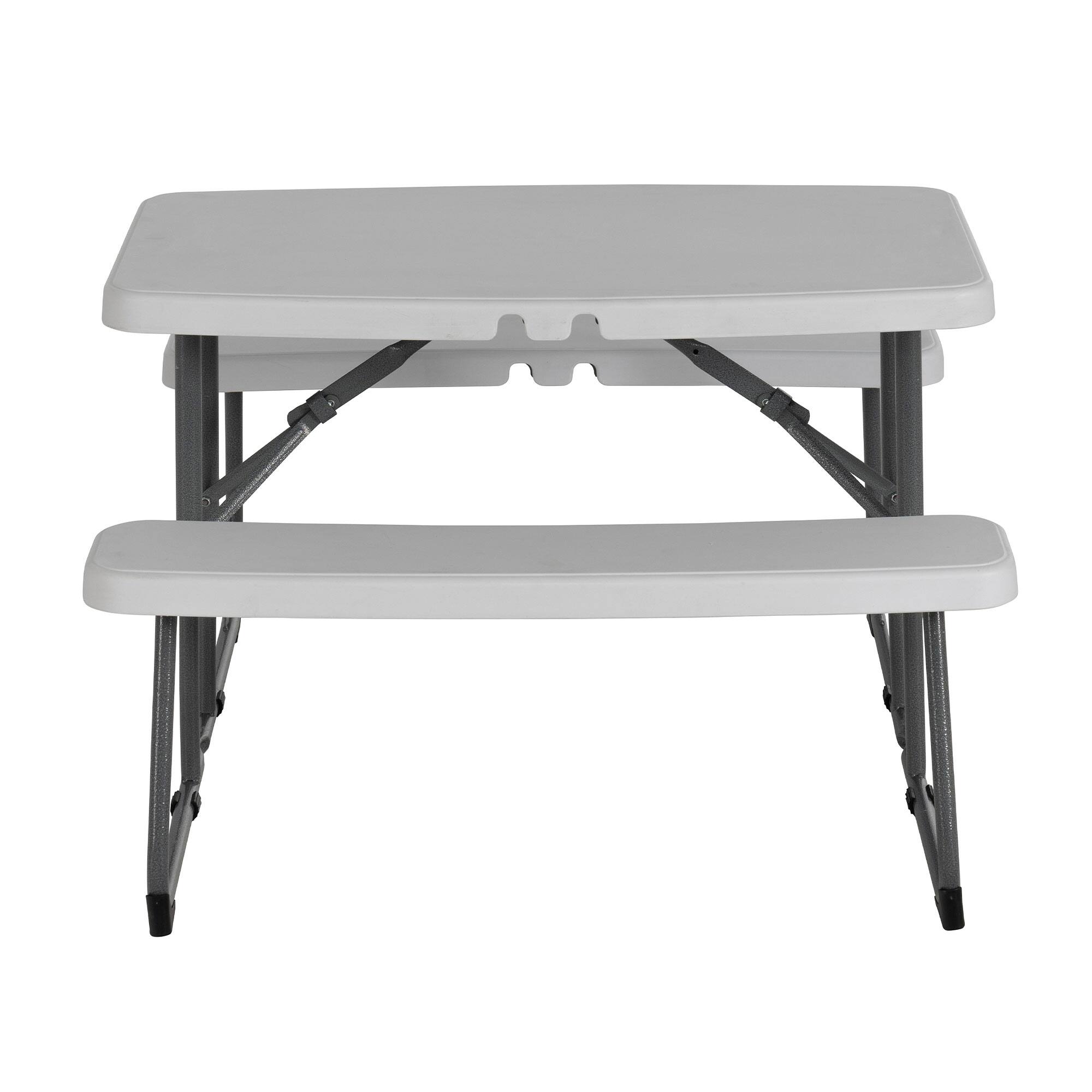 Alt View 3. Peakform - Peakform 37.8 Inch Rectangular Folding Picnic Table Double Bench Seating, White - White, Black.