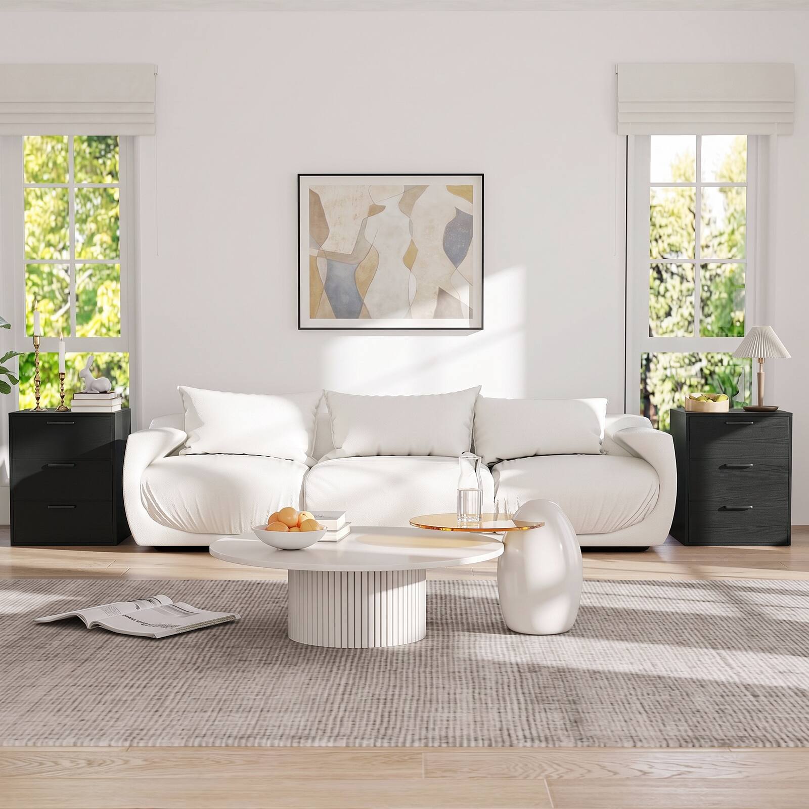 Alt View 5. Costway - Costway 3 Drawer Dresser Chest of Drawer Storage Cabinet with Wide Storage Space Organizer - Black.