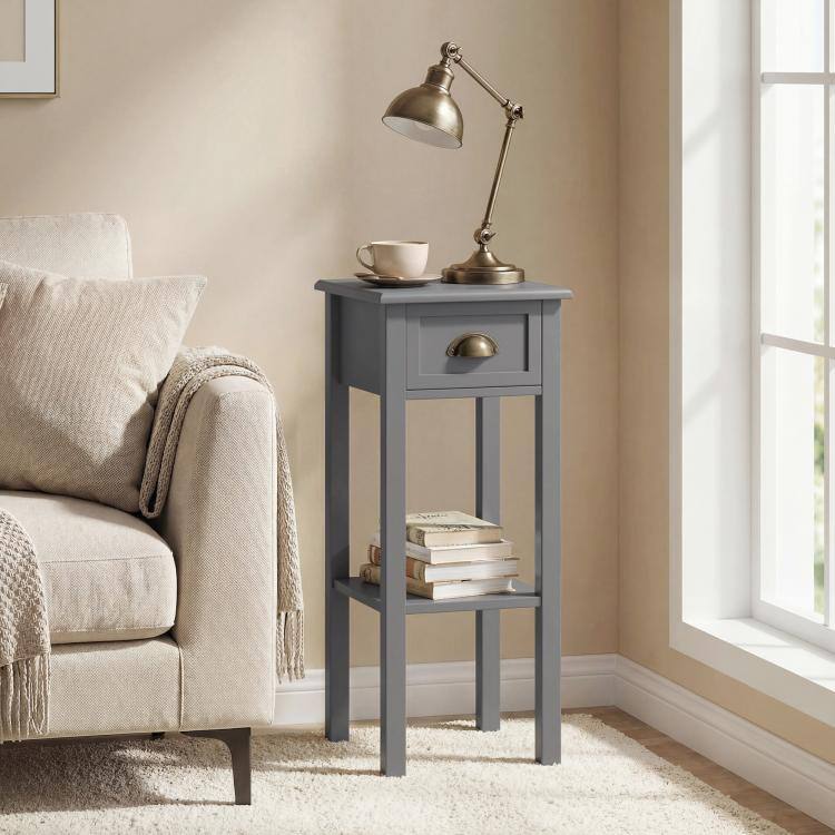 Purchasing Room PULUZ 2 Tier Side Table with Drawer and Shelf, End Table for Living ...
