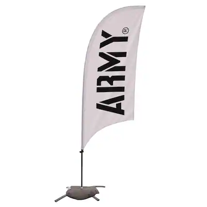 Front. Victory Corps - Army Black Knights 7.5' Razor Feather Stake Flag with Base - Multicolor.