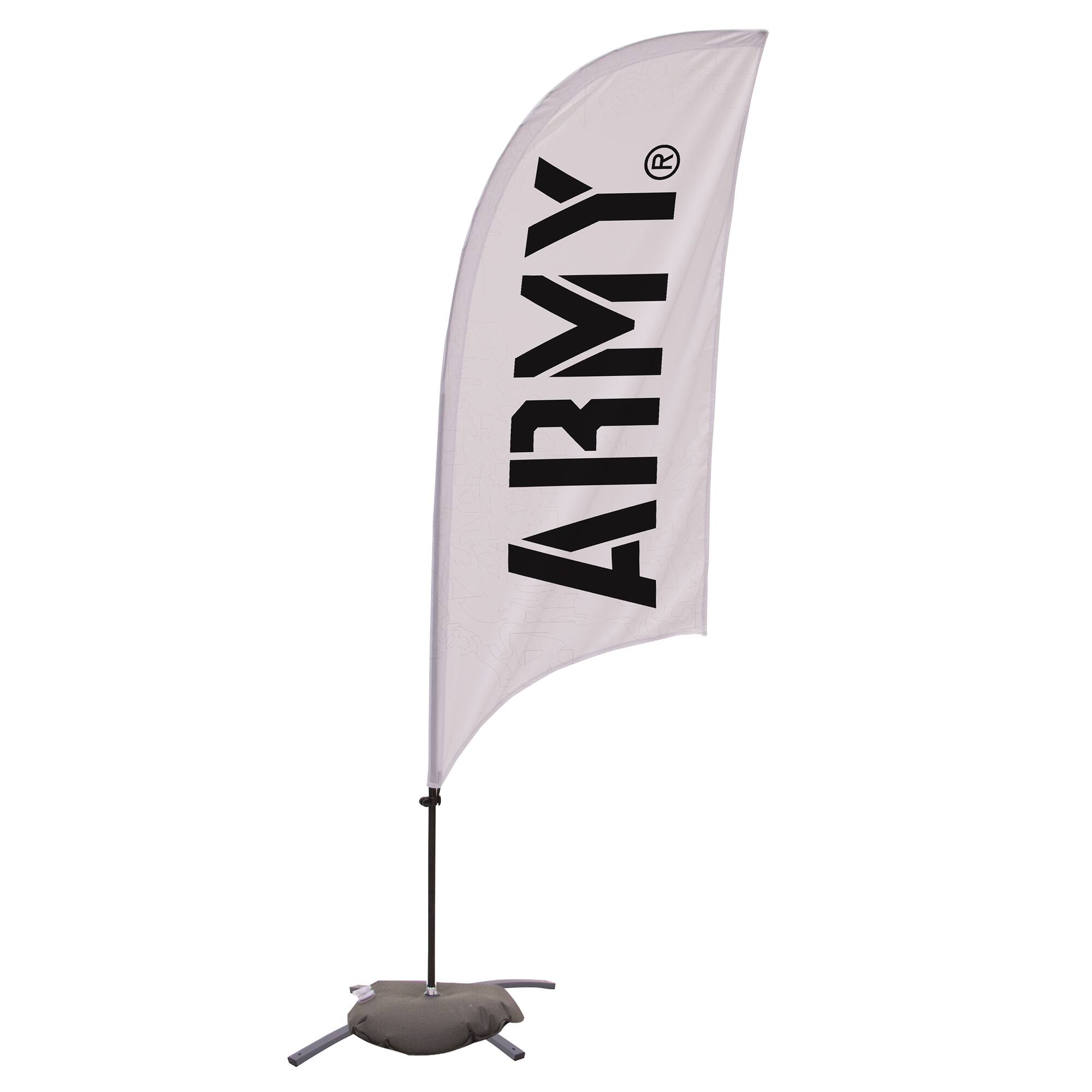 Front. Victory Corps - Army Black Knights 7.5' Razor Feather Stake Flag with Base - Multicolor.