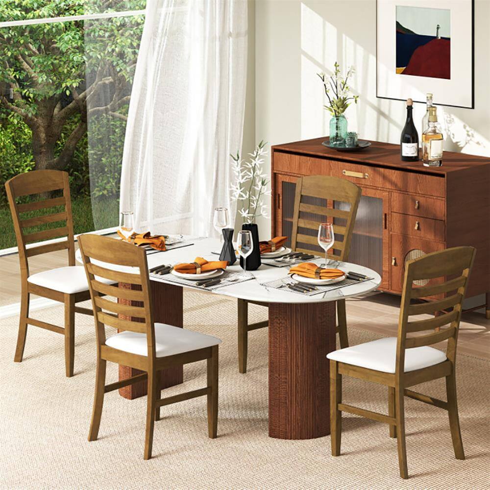 Alt View 5. Kadyn - Dining Room Chairs, Kitchen Chairs,Dining Chairs Set of 2 with Rubber Wood Frame and Padded Seat-Walnut - Brown.