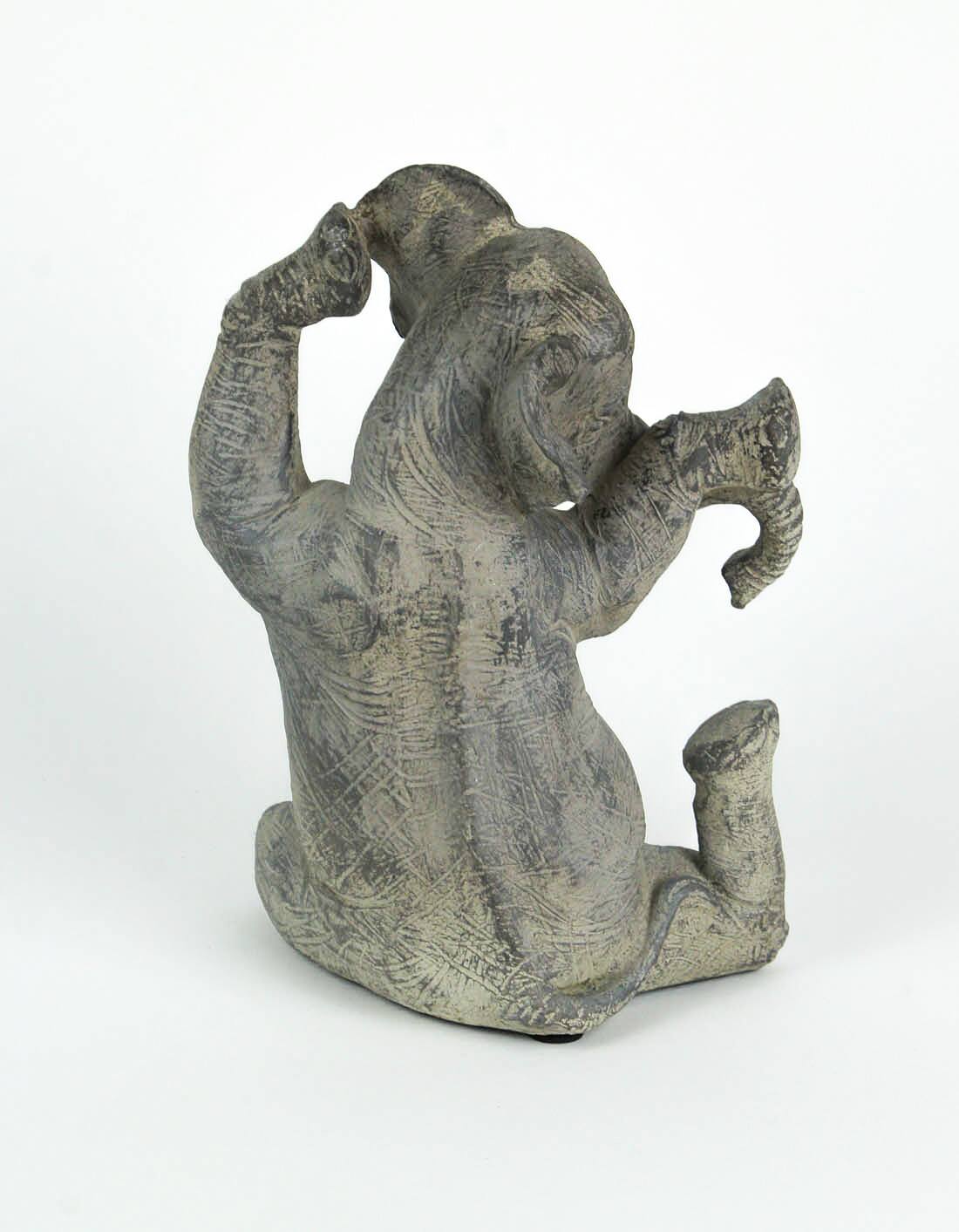 Alt View 2. Contrast Inc. - Amazingly Limber Elephant Yoga Seated Pose Tabletop Statue 9 Inches High - Grey.