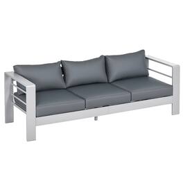Outsunny - 69" Modern Patio Furniture with Thick Padded Cushions, 3 Seater Aluminum Outdoor Sofa with Wide Armrests - Gray