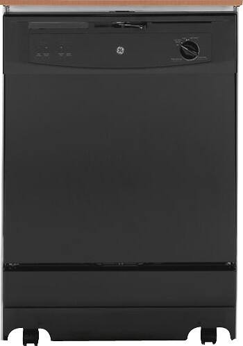 Front Standard. GE - 24" Convertible Portable Dishwasher - Black-on-Black.