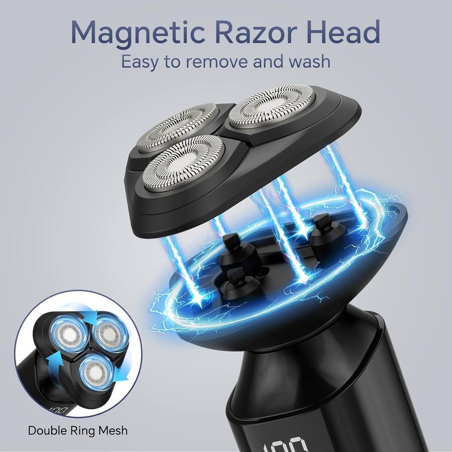 Circular Electric Razor Dazzed Corner Rechargeable Electric Razor for Men, 3D Rotary Shaver ...