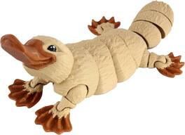 JuzToys - 3D Printed Articulated Platypus Figurine, 6.5" Flexible Jointed Duck-Billed Platypus, Fidget Desk Decor by PowerTRC - Brown
