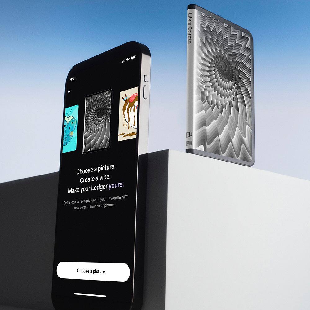 Lily's Crypto of A 8:4 Choose a picture. Create a vibe. Make your Ledger yours. Set a lock screen picture from your phone. Or Choose a picture.