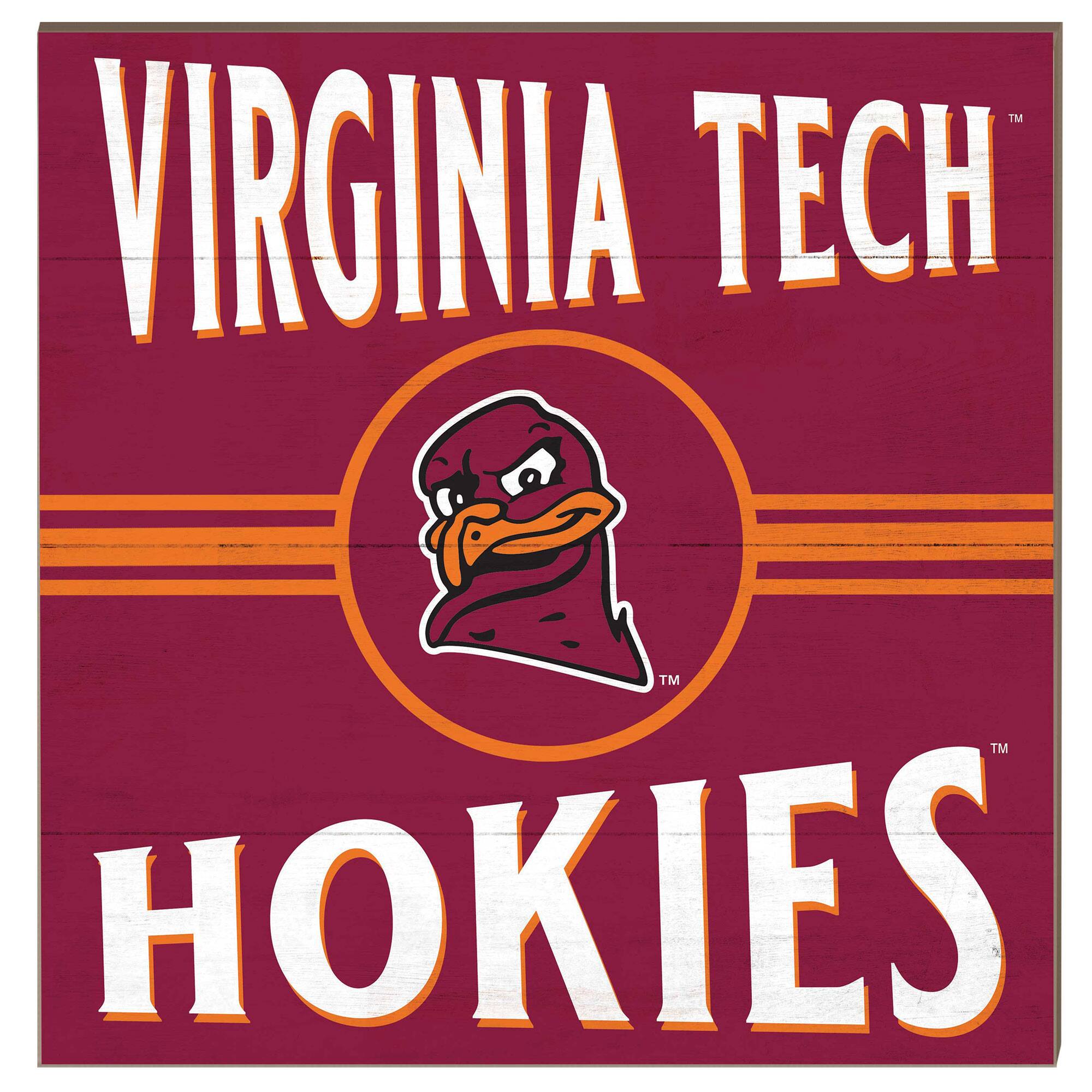 Virginia Tech Hokies 10'' x 10'' Retro Team Sign