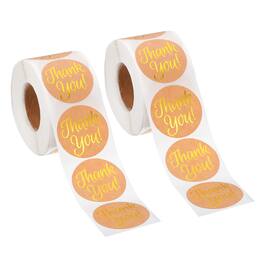 Unique Bargains - 1000pcs Thank You Stickers, 1.5 Inch Round Self-Adhesive Labels Roll for Small Business Sealing Box Envelope - Brown/Gold