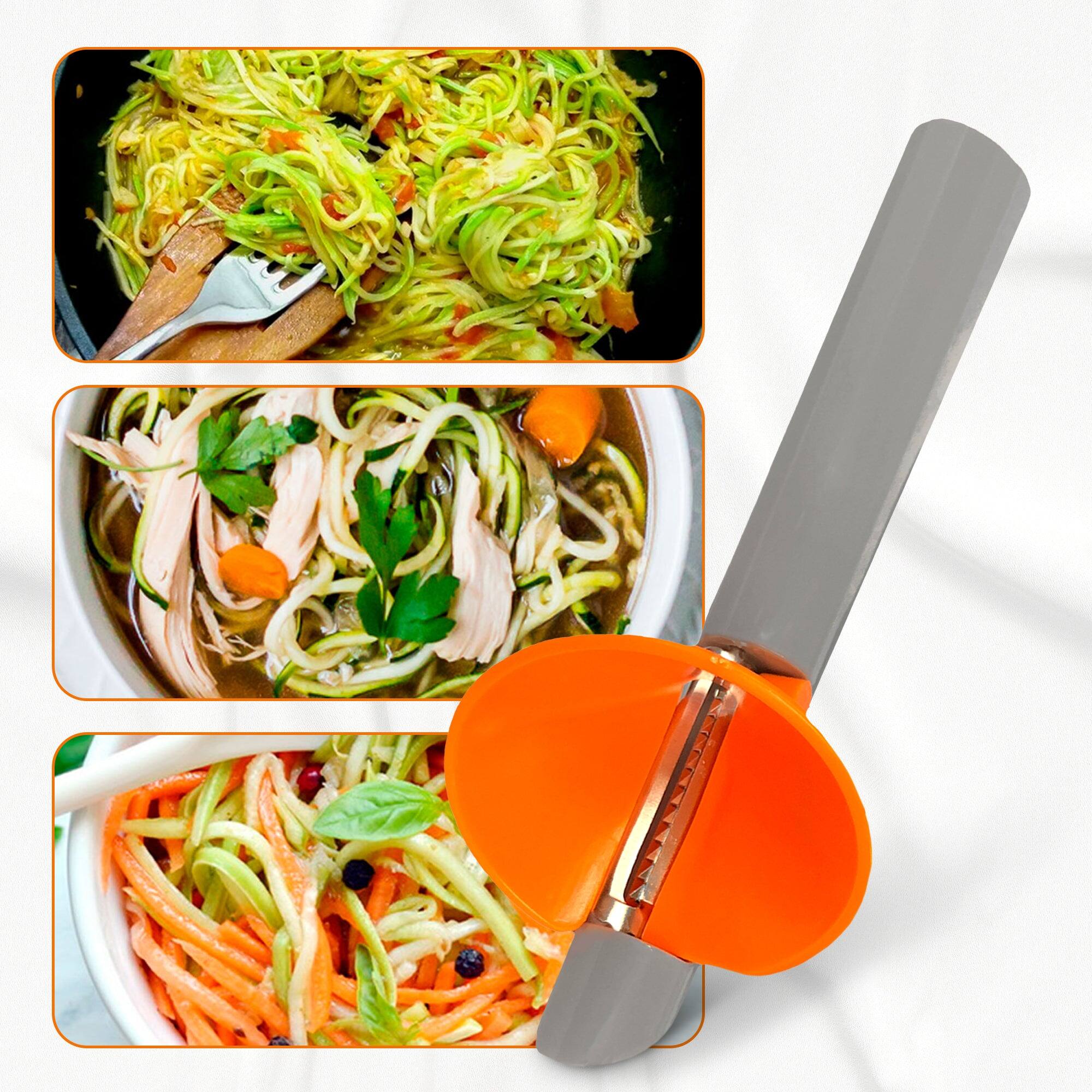 Alt View 10. Cheer Collection - Handheld Vegetable Spiralizer, Stainless Steel Rotary Vegetable Peeler with Non Slip Handle, Veggie Cutter Julienne - Gray.