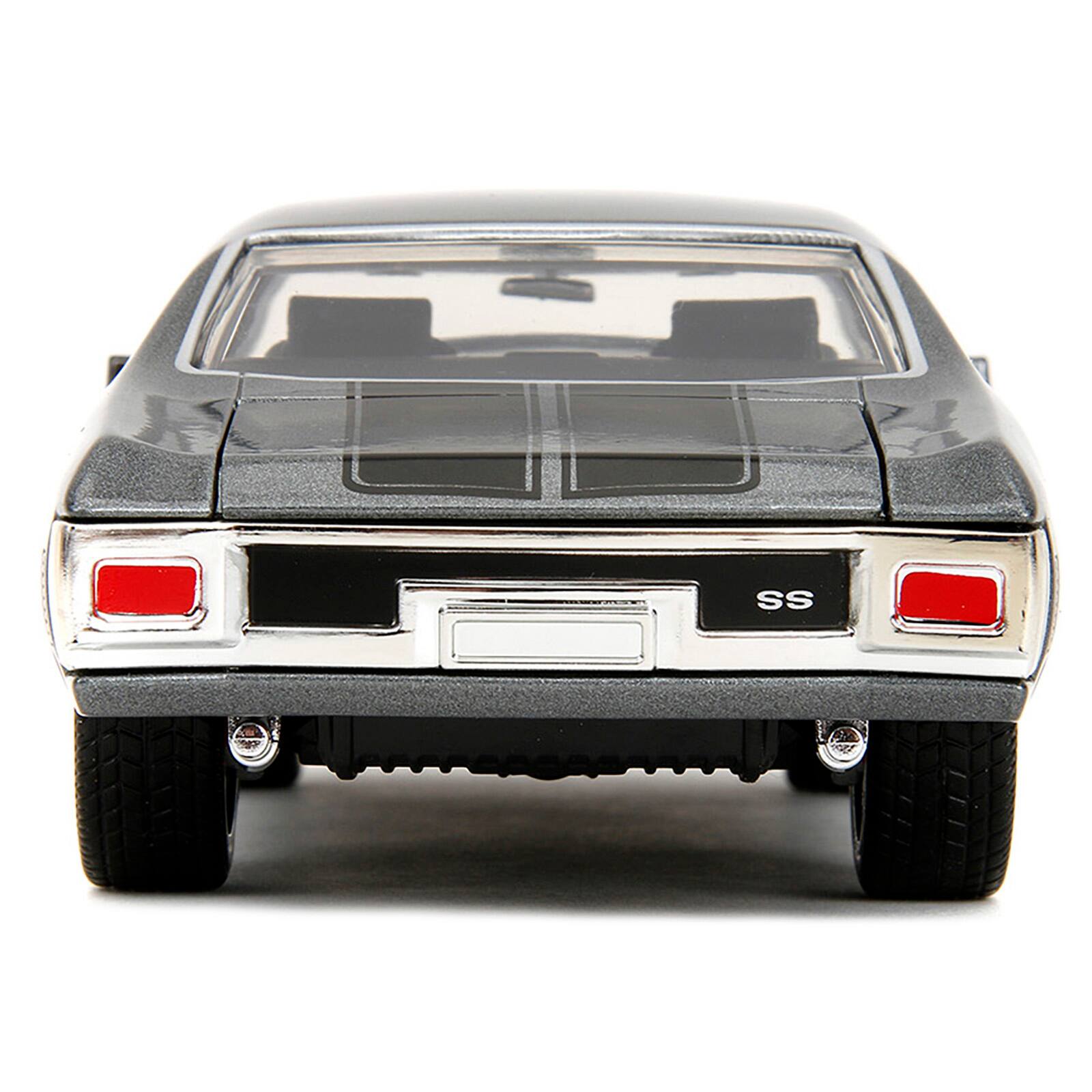 Alt View 7. Jada - 1970 Chevrolet Chevelle SS Gray Met. w/ Black Stripes "Fast & Furious 25th Anniversary" 1/24 Diecast Model Car by Jada.