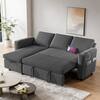 Front. Vipbear - 81" L Shaped Sleeper Sofa Bed with Pull Out Bed Reclining Backrest, Storage Chaise, USB Ports, Tool-Free Assembly - Dark Gray.