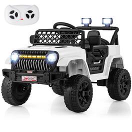 Gymax - 12V Kids Ride on Truck Car Battery Powered Toddler Electric Vehicle w/ 3 Speeds - White