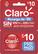 Front Standard. Claro - $10 Prepaid Phone Card.