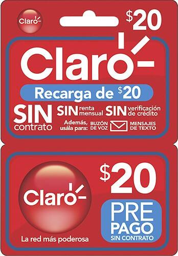 Front Standard. Claro - $20 Prepaid Phone Card.