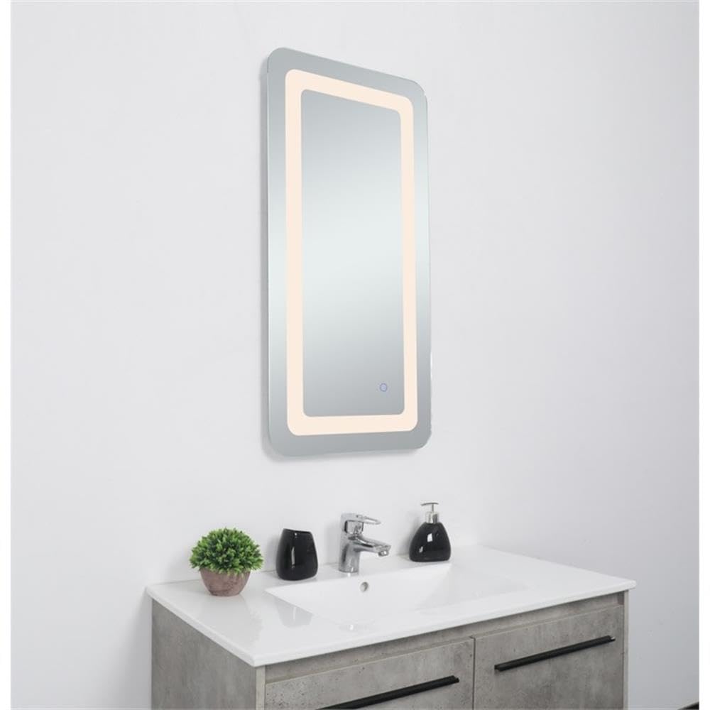 Alt View 2. Elegant Decor - Genesis 18in x 36in soft edge LED mirror - Glossy White.