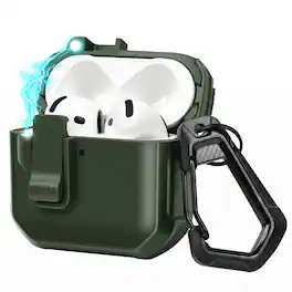Vena - For AirPods 4 Case Cover, Compatible with Apple AirPods Case 4th Generation Gen 4 Case with Lock & Carabiner - Green