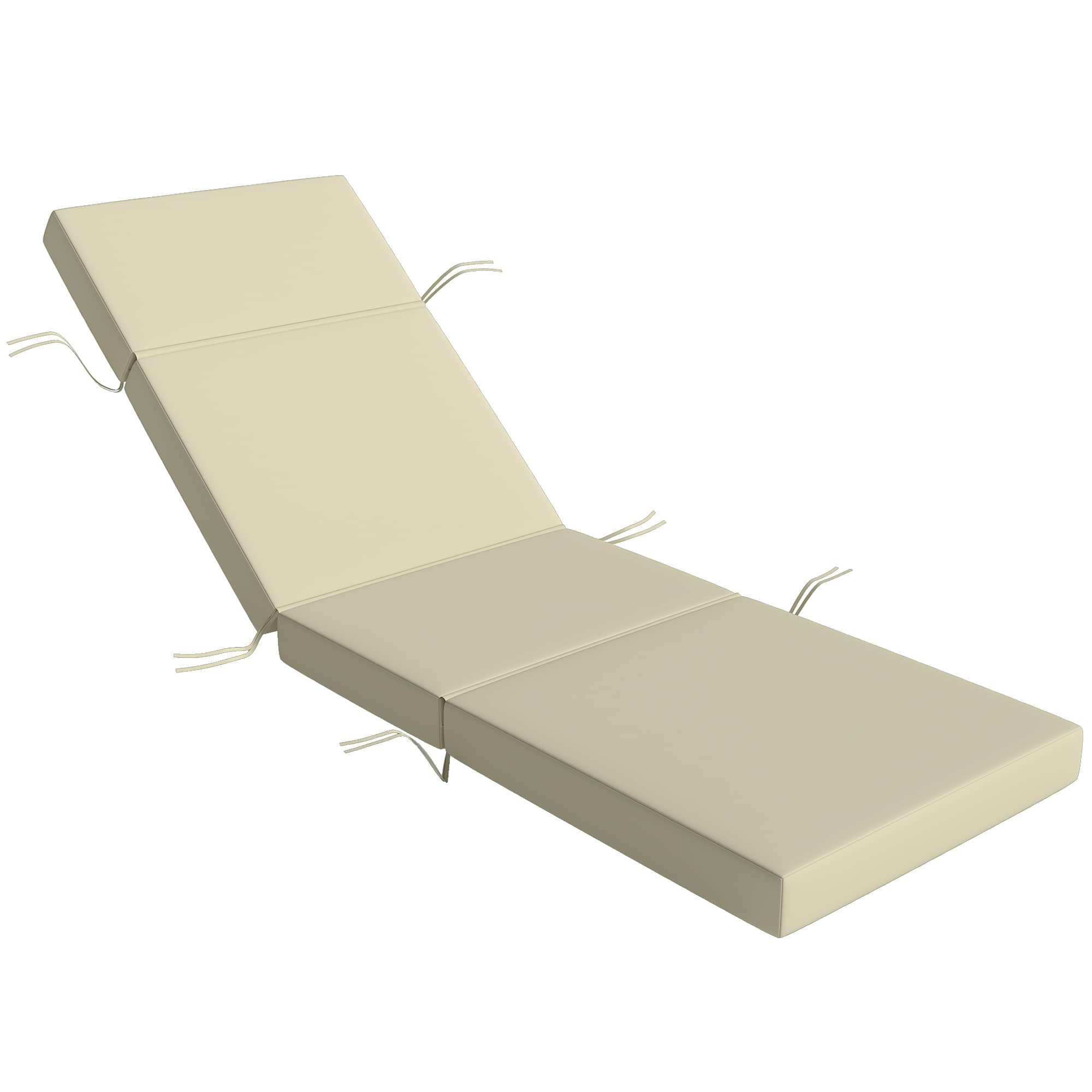 Outsunny - Lounge Cushion, 4" Thick Outdoor Lounge Chair Cushions with Ties for Patio, 26" x 80 " - Cream White