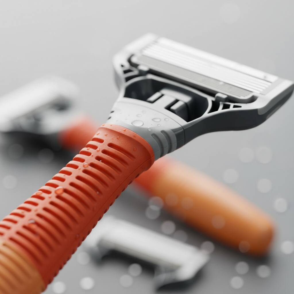 Left. Dazzed Corner - Original Shaving Kit for Men – Razor Handle - Orange.