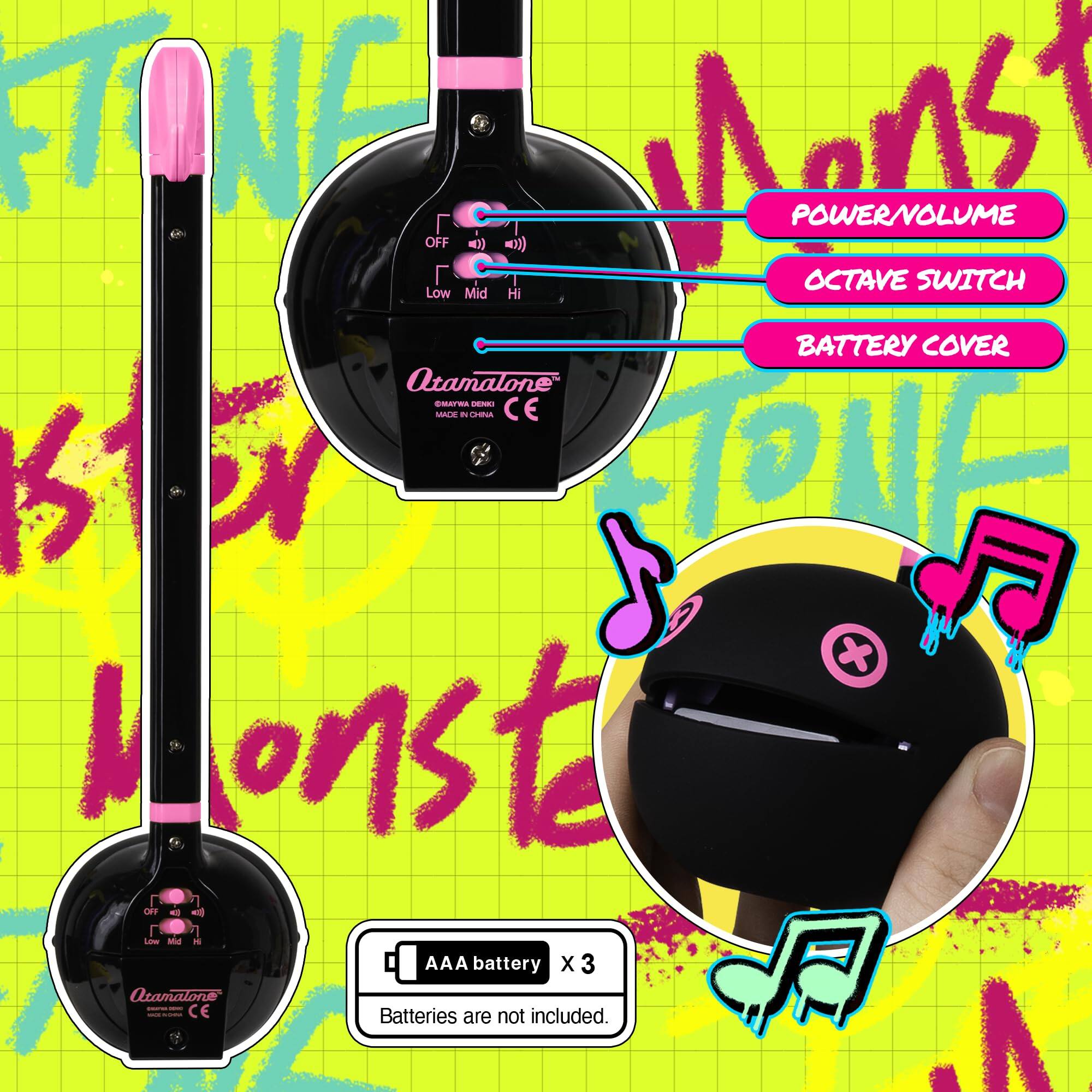 FT ONE Aast POWERNOLUME OFF 40 OCTAVE SWITCH Low Mid Hi BATTERY COVER Otamalone OMArMA - MACE i Contun CE 11 TN + A Lonst t OFF - - Mi - AAA battery x 3 Otamalone - I | I CE Batteries are not included.