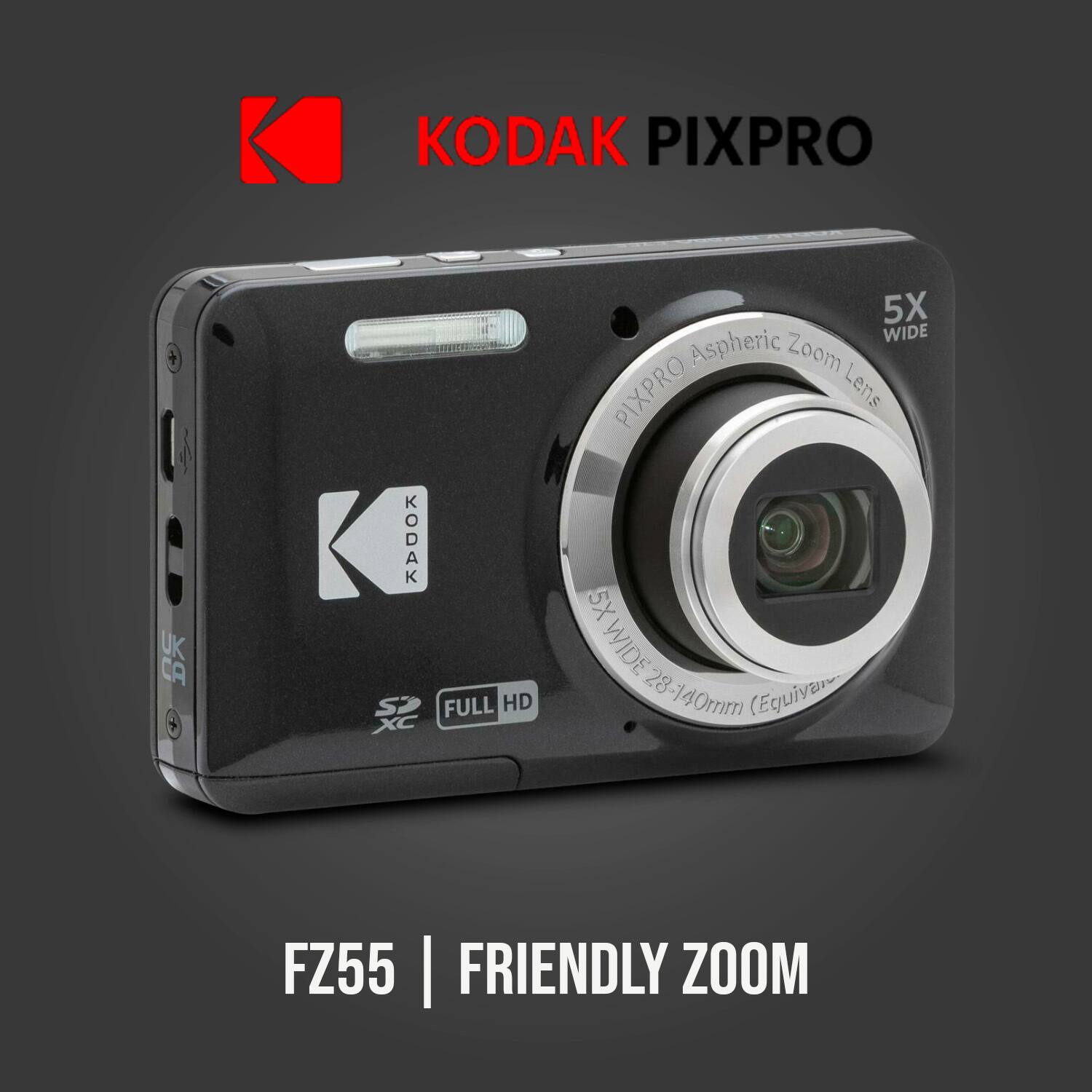 KODAK PIXPRO S2 UK CA  
PIXPRO Aspheric Zoom Lens 5X WIDE 28-140mm (Equivalent)  
FULL HD  
FZ55 | FRIENDLY ZOOM