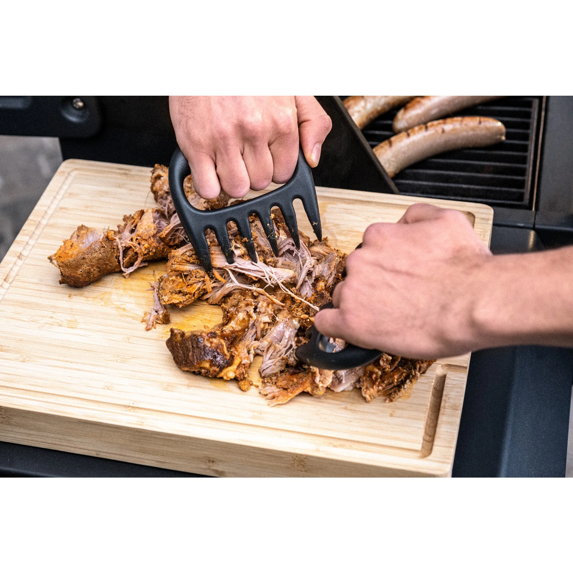 Alt View 3. ZWILLING - ZWILLING BBQ+ 4-pc Grill Smoker Set, Bamboo Cutting Board (15.5 x 12) with Tray, Smoker Box, Digital Thermometer, Meat C - Stainless Steel.