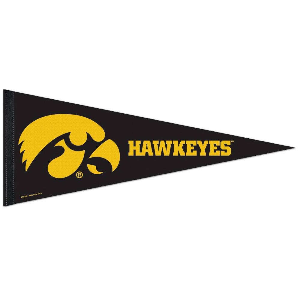 Front. WinCraft - Iowa Hawkeyes 12" x 30" Team Logo Premium Pennant - Multicolor.