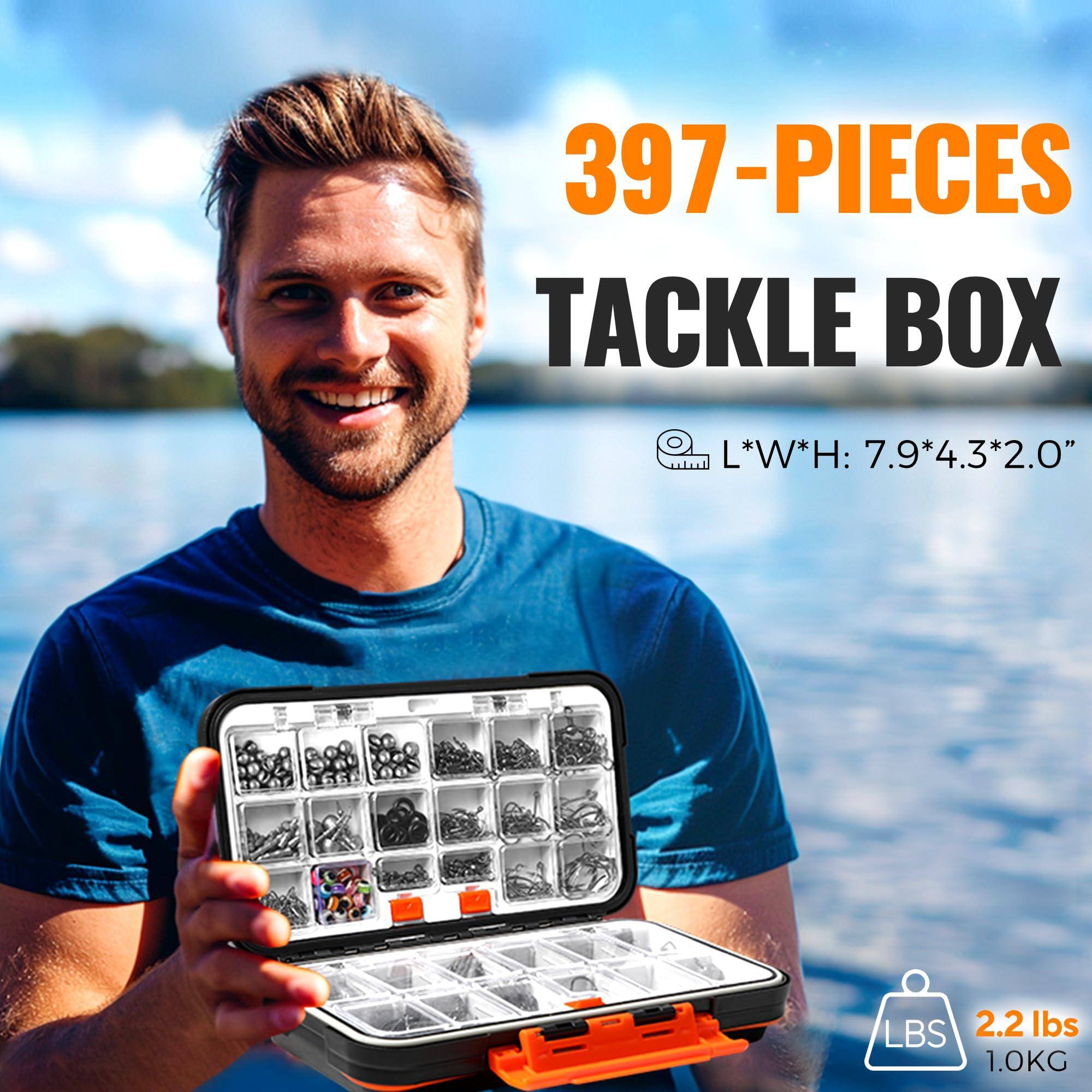 397-PIECES TACKLE BOX  
L*W*H: 7.9*4.3*2.0"  
2.2 lbs / 1.0KG