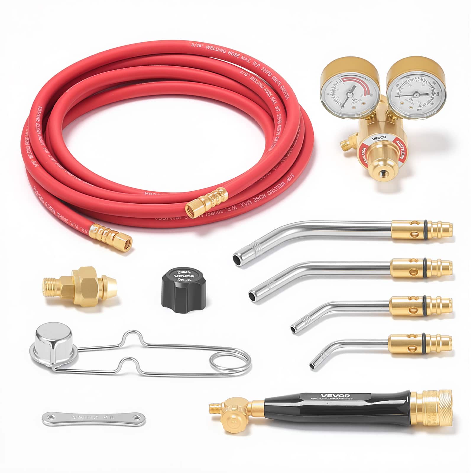 VEVOR - Air Acetylene Torch Kit, Acetylene Gas Welding Tool with 11.8FT Rubber Hose, 4 Welding Tips & CGA200 Regulator - Red;Gold price history on PriceWatchPro