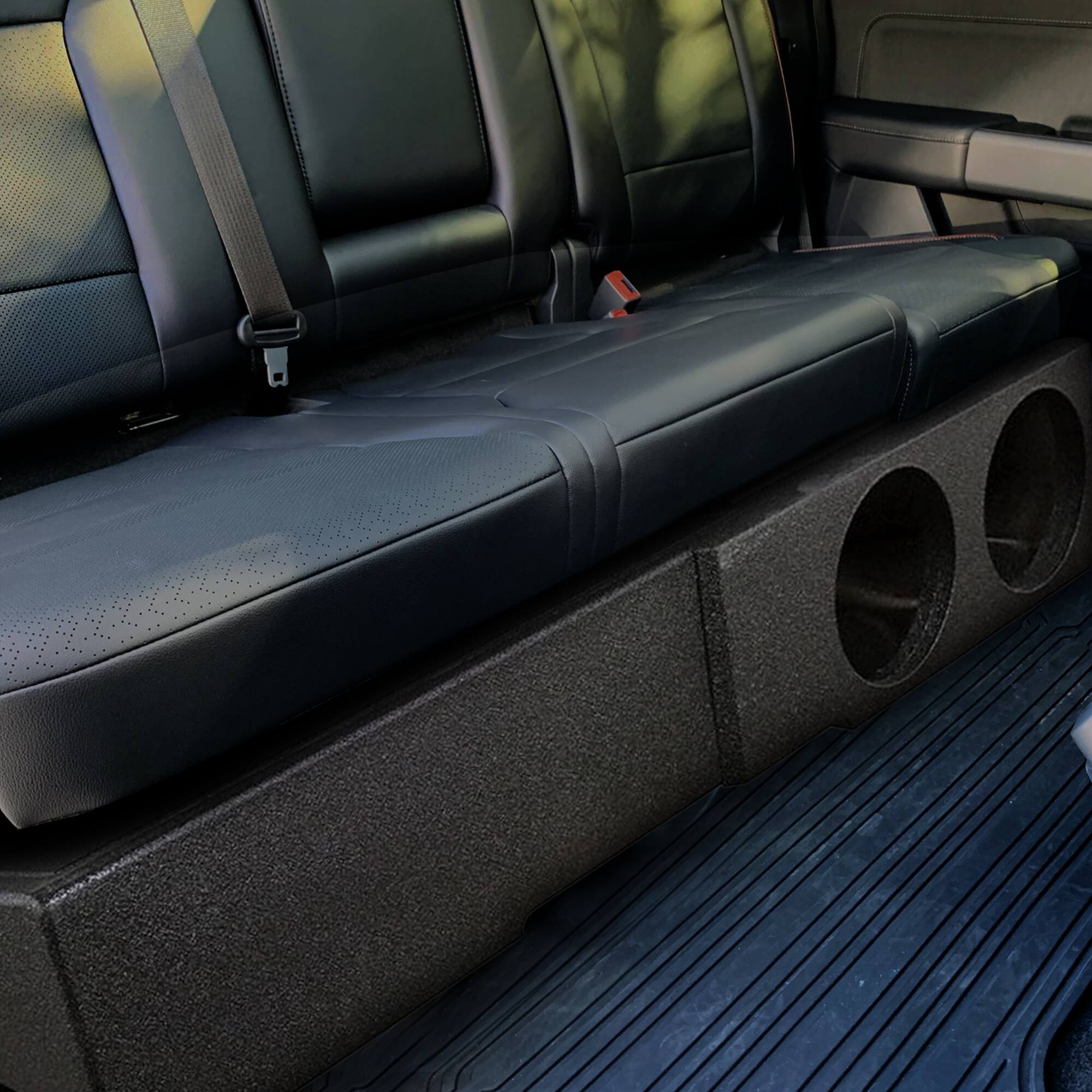 Alt View 2. QPower - QPower QBGMCFF07208 8 Inch Dual Port Subwoofer Box for GMC and Chevy Crew Cab - Charcoal Black.