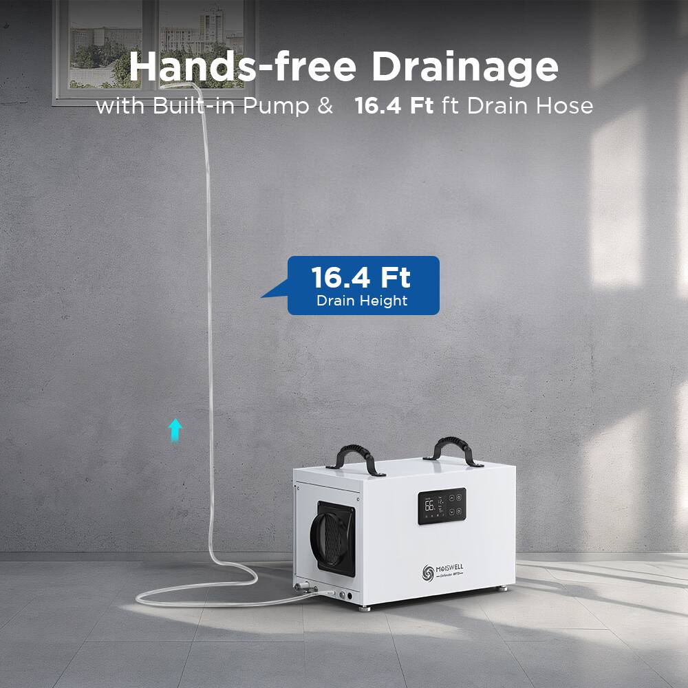 Hands-free Drainage with Built-in Pump & 16.4 Ft Drain Hose  
16.4 Ft Drain Height